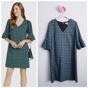 Drapers James Green Tartan Plaid Dress